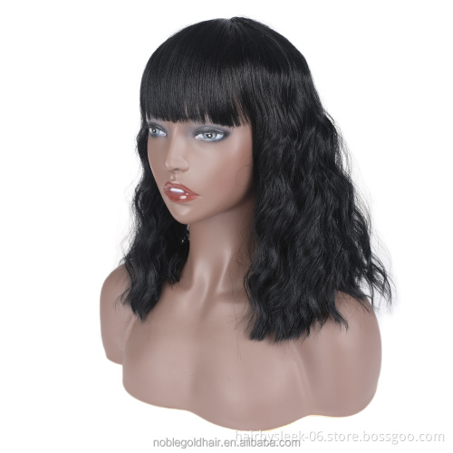 Rebecca fashion Cake curls  natural Bob Short Curly with bangs  Heat Resistant Wig   Loose Hair Lace Front Synthetic Hair Wigs